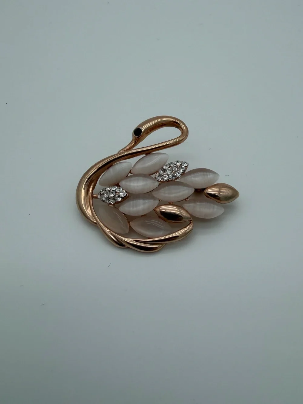 Swan Brooch with Cat Eye Stones